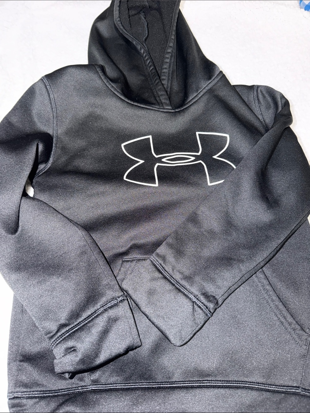 Under Armour Black Hoodie with White Logo - Youth